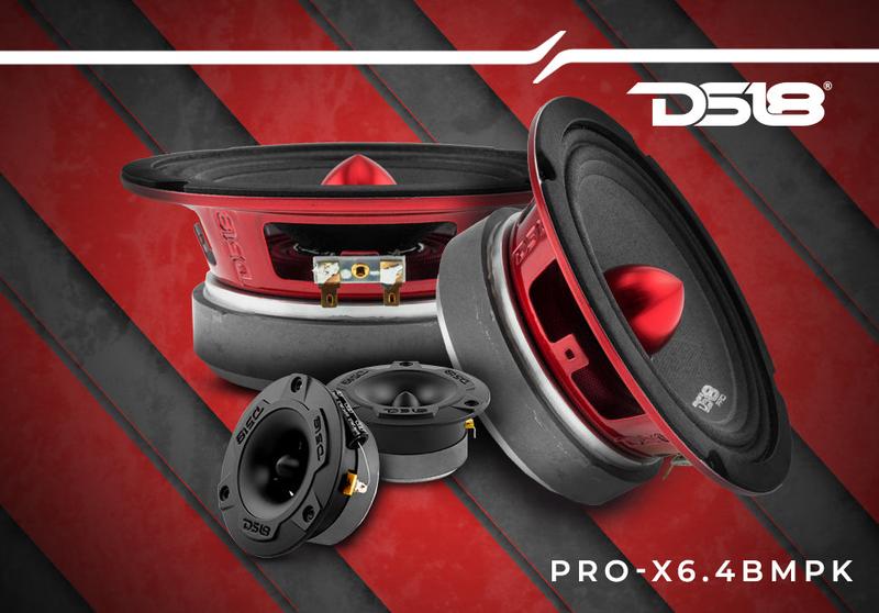 Mid and High Car Speaker Package - 2 X 6.5" Midrange, 2 X 1" Tweeters, Built-in Crossover (PRO-X6.4BMPK)