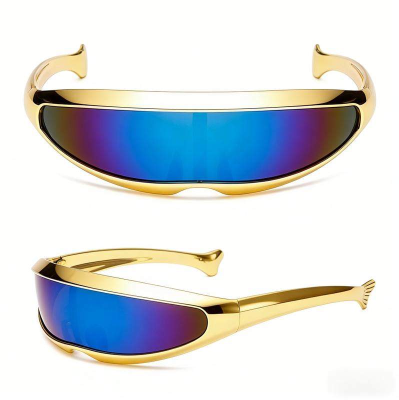 Unisex Y2K Futuristic Flat Top Sunglasses With UV400 Protection, Trendy Lightweight Eyewear For Everyday Use, Outdoor Activities And Casual Streetwear