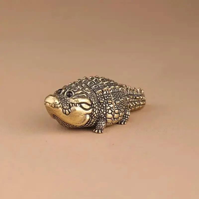 Cute Fat Copper Alligator Statue, Creative Desktop Ornament, Decor Ornaments, Animal Decorations, Home Decor for Living Room, Bedroom, Office, Bookshelf, Wine Cabinet, Statues for Home Decor, Decoration Items, Heavy Metal Figurine