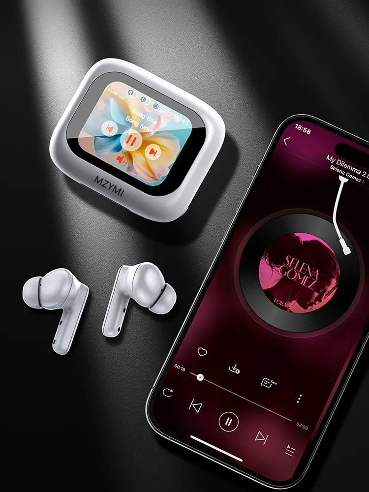 MZYMI TWS 5.4LED Lights Touchscreen In-Ear Wireless Headphones with ANC Noise Reduction Portable White Audio Headset for Traveling Gadget Earbud headphones bluetooth earbuds earbuds wireless bluetooth headphones wireless headphones