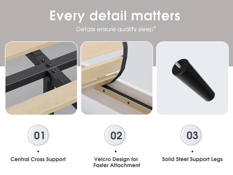 Raybee Full/ Queen/King Size Bed Frame with 51" Velvet Upholstered Headboard, up to 900 LBS ,Platform Bedframe with Charging Station and LED Lights, Wingback Headboard, No Box Spring Needed, Noise-Free[Black Friday]