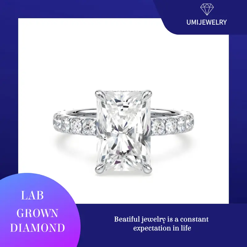 Lab Grown Diamond Radiant Cut Ring in 18K Gold (2CT)