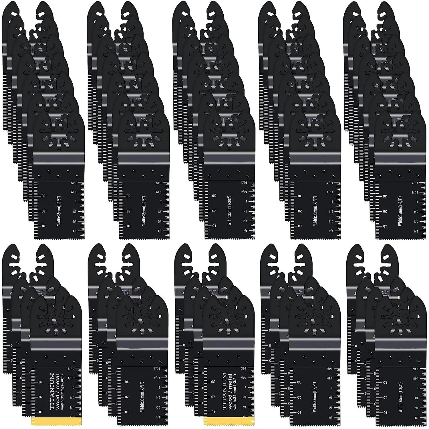 Titanium Saw Blade Set, 55pcs Professional-Grade Multi-Tool Blades, Interchangeable & Quick-Release, Universally Compatible with Dewalt, Ryobi, Milwaukee, Rockwell, Fein, Makita