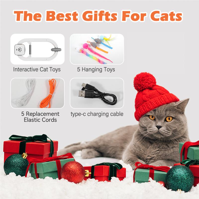 HAPPYCODE Electric Cat Teaser Wand Interactive Pet Toy Rechargeable Door Clip Design Dual Modes—360° Rotation & Random Jumping Stimulates Physical & Mental Energy Cat Toys, Cat Supplies, Bird & Cat Supplies, Cat Toys