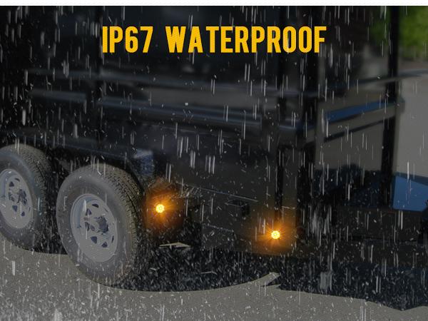 Partsam 10Pcs Dual Revolution 2 inch Round 9LED Marker Light, Amber Side Marker Clearance Lights to Blue Auxiliary Lights for Trailer Truck, Clear Lens,12V, Waterproof