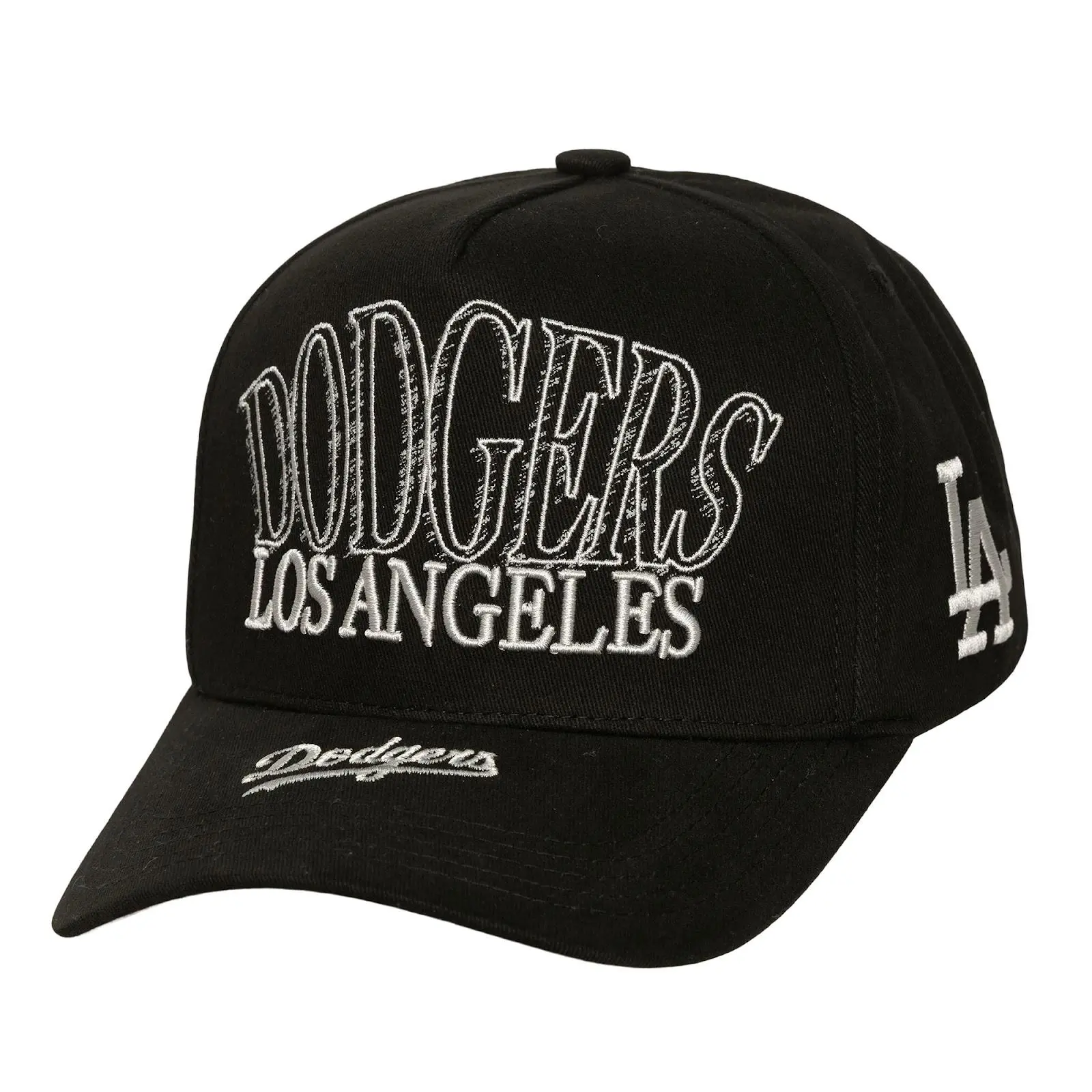 Los Angeles Dodgers Black Cooperstown Graphic Cotton Casual Unisex Regular-Fit Sketchy Pro Pinch Snapback Hat