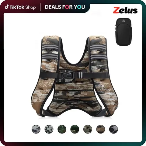 【SepStockUp】ZELUS Unisex Urban Tactical Military-Style Iron Sand Fill Weighted Vest 6-30lb (Camo) - Streamlined Design, Reflective Stripe, Detachable Phone & Mesh Gear Pockets, Adjustable Straps - Muscle Training Equipment for Endurance, Walking