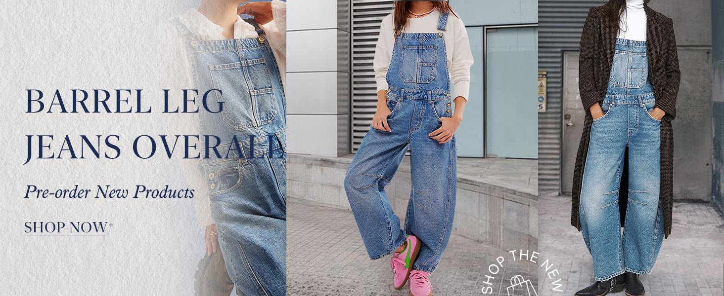 utcoco Women's Y2k Baggy Barrel Jeans Overalls Wide Leg Denim Bib Jumpsuit Boyfriend Patchwork Comfortable & Stylish SpringStatements