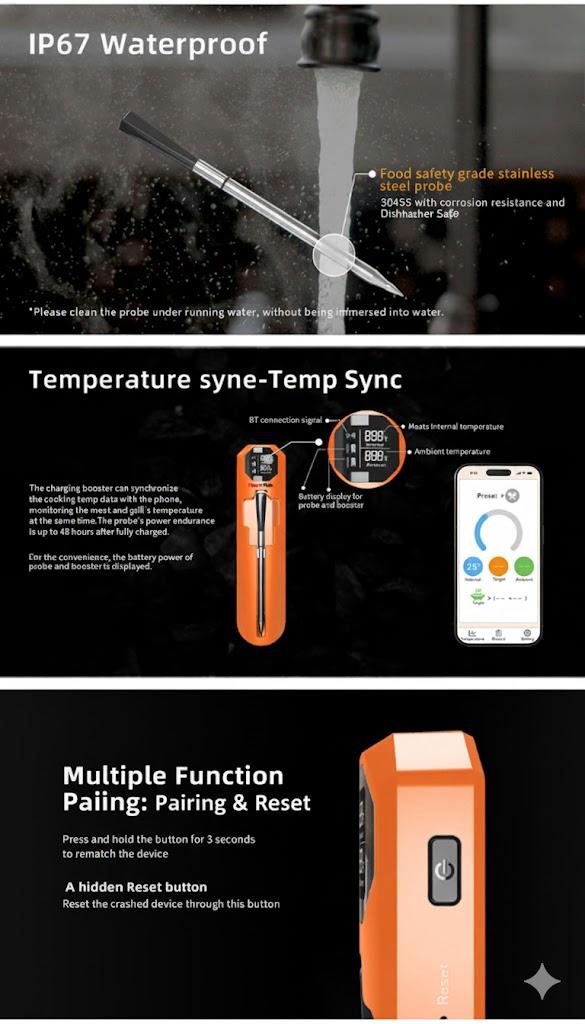 True Wireless Meat Thermometer (820ft Range) - Perfect Steak Every Time! Dual Sensors & Smart App Control for BBQ True Wireless Meat Thermometer (820ft Range) - Perfect Steak Every Time! Dual Sensors & Smart App Control for BBQ