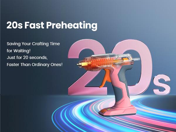 【Valentine's Day Gift DIY】GoGonova Glue Gun, 20s Fast Preheating Anti-drip Cordless Glue Gun, 2Ah USB-C Rechargeable with 25 Pcs Mini Glue Sticks, Smart Power-Off Tool Rubber Portable Handle