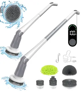 Electric Spin Scrubber Brush 2026 Upgraded with 5 Replaceable Heads,2 Adjustable Speeds & 3 Adjustable Length Handle, Dual Speeds for Bathroom & Household Cleaning, Portable Durable Cleaning Too, Kitchen Utensils