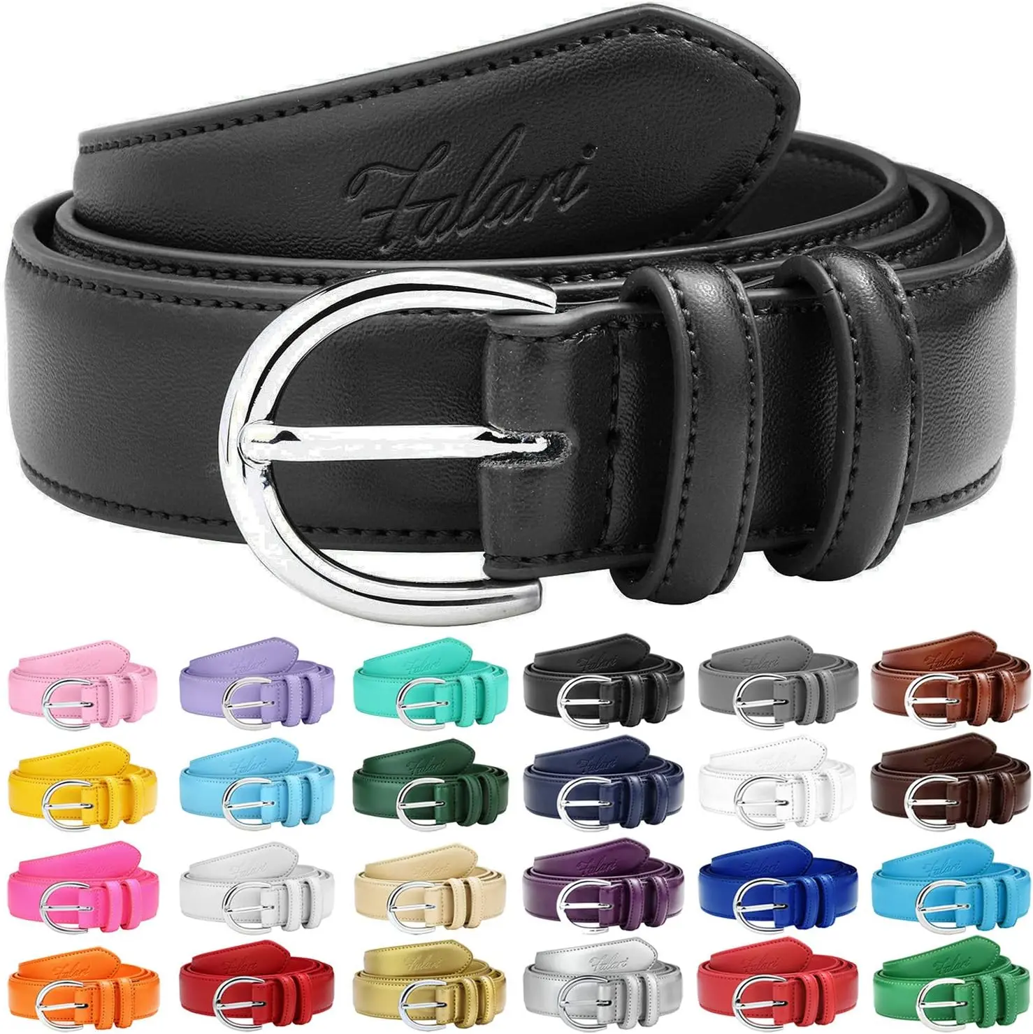 Falari Women Genuine Leather Belt Fashion Dress Belt With Single Prong Buckle