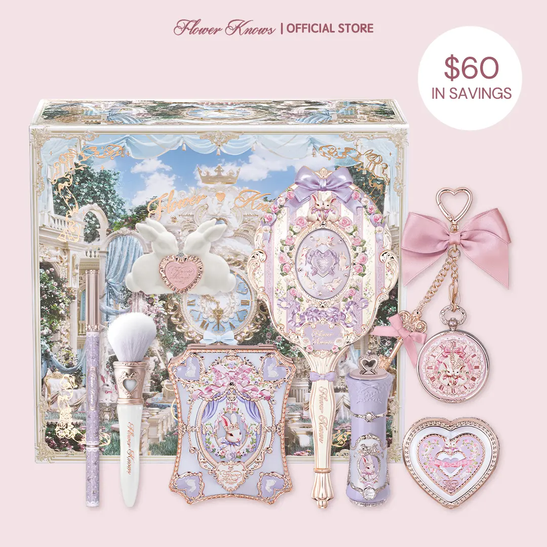 Flower Knows Sweet Routine Set, Bunny Garden 9-Piece Full Face Makeup Kit with 6-Color Palette, Embossed Blush, Gel Eyeliner, and Brush, Ideal Beauty Products Gift for Women Flower Knows Sweet Routine Set, Bunny Garden 9-Piece Full Face Makeup Kit with 6-Color Palette, Embossed Blush, Gel Eyeliner, and Brush, Ideal Beauty Products Gift for Women