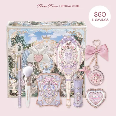 Flower Knows Sweet Routine Set, Bunny Garden 9-Piece Full Face Makeup Set, Palette, Embossed Blush, Gel Eyeliner, Brush, Gifts for Girly Girls, #tiktokshopbacktoschool, #sohochic