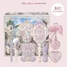 Flower Knows Sweet Routine Set, Bunny Garden 9-Piece Full Face Vintage Makeup Set, Palette, Embossed Blush, Gel Eyeliner, Brush, Lip Balm, Mirror, Pearl Beauty Products, Gift for Girly Girls, #sohochic, Ideal for Christmas gift, Black Friday