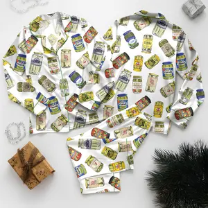 Pickle Pajamas Set, Canned Pickles Satin Pajamas, Dill Pickle Lover Gift, Homemade Pickle PJ Shorts Set, Pickle Jar Pajama, Foodie Nightwear