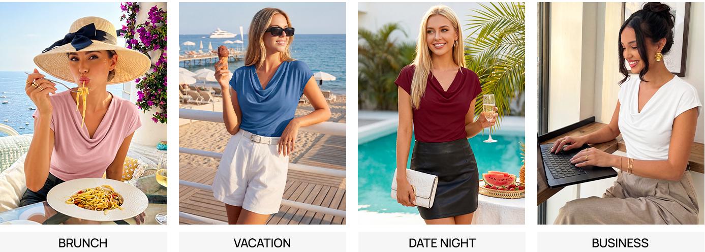ZESICA Women's Summer Short Sleeve Business Casual Tops 2026 Cowl Neck Knit Shirts Spring Work Dressy Blouses ZESICA Women's Summer Short Sleeve Business Casual Tops 2026 Cowl Neck Knit Shirts Spring Work Dressy Blouses