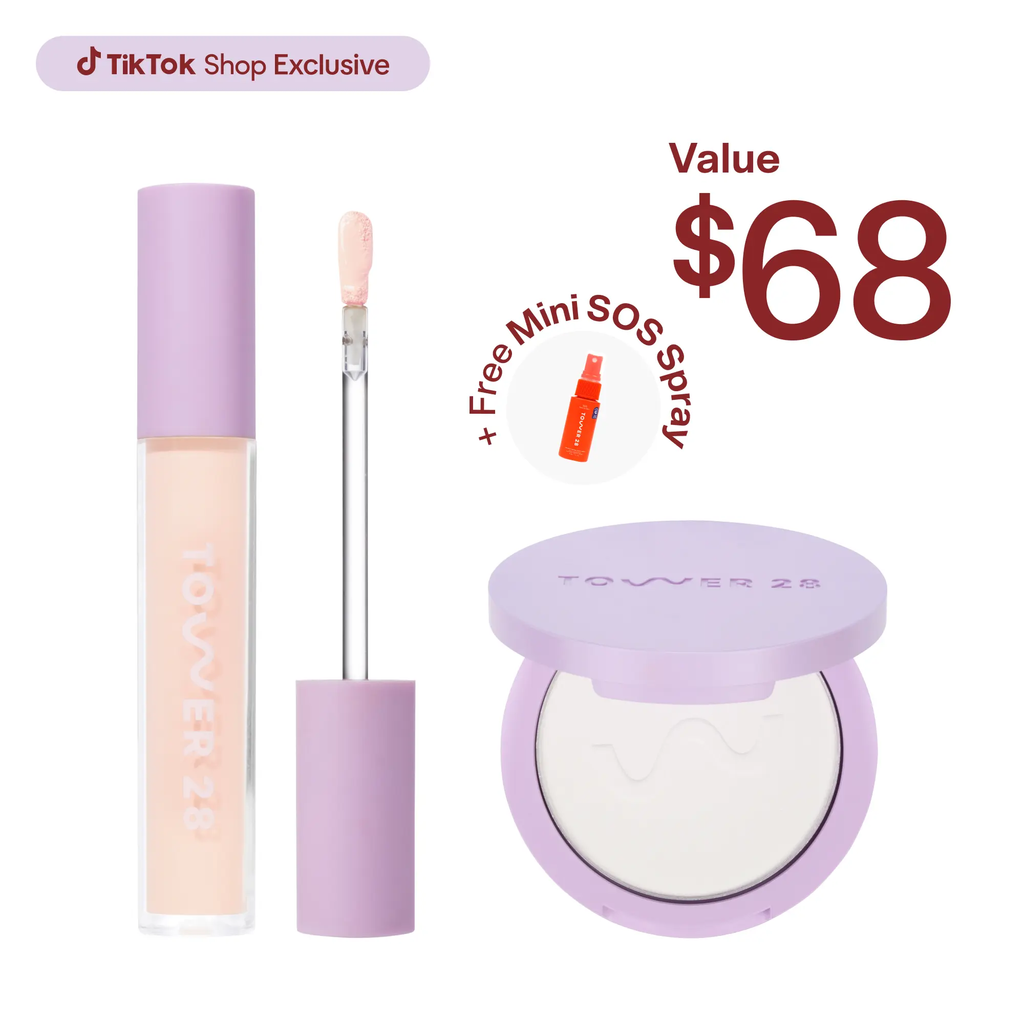 Tower 28 Swipe and Set Bundle - Swipe Serum Concealer & GetSet Pressed Powder - Hydrating & Concealing Makeup Set