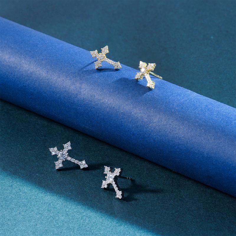 Delzzad Cross Prong Synthetic Moissanite Stud Earring S925 Moissanite Jewelry Perfect Birthday Mother’s Day Gift for Men Women Wedding Set