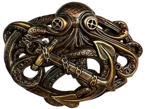 Steampunk Octopus Anchor Belt Buckle Ocean Sea Monster Vintage Style Buckle Fits 1.5" (38mm) Wide Belt
