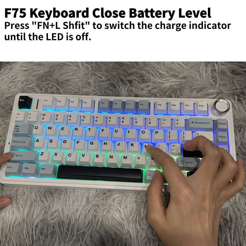Aula F75 MAX Wireless Mechanical Keyboard 75% Layout Hot Swappable RGB Backlit Gasket Design TFT Screen Knob for PC Mac Linux