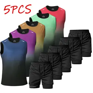 Get it all at once: 5 gradient tank tops and 5 double-layer shorts—perfect for everyday training, night runs, and gym workouts. With a high-stretch, quick-dry fabric that absorbs moisture and stays non-stick, these garments dry quickly after exercise, ban