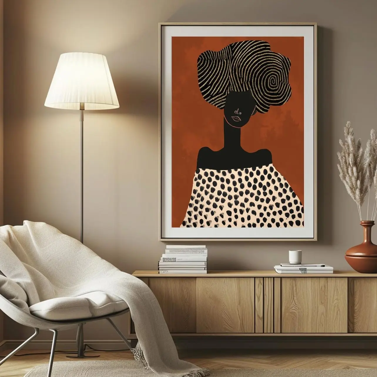 Abstract African Woman Wall Art Black Woman Portrait Fashion African American Decor Modern Afrocentric Print [Unframed]