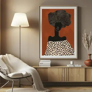 Abstract African Woman Wall Art Black Woman Portrait Fashion African American Decor Modern Afrocentric Print [Unframed]