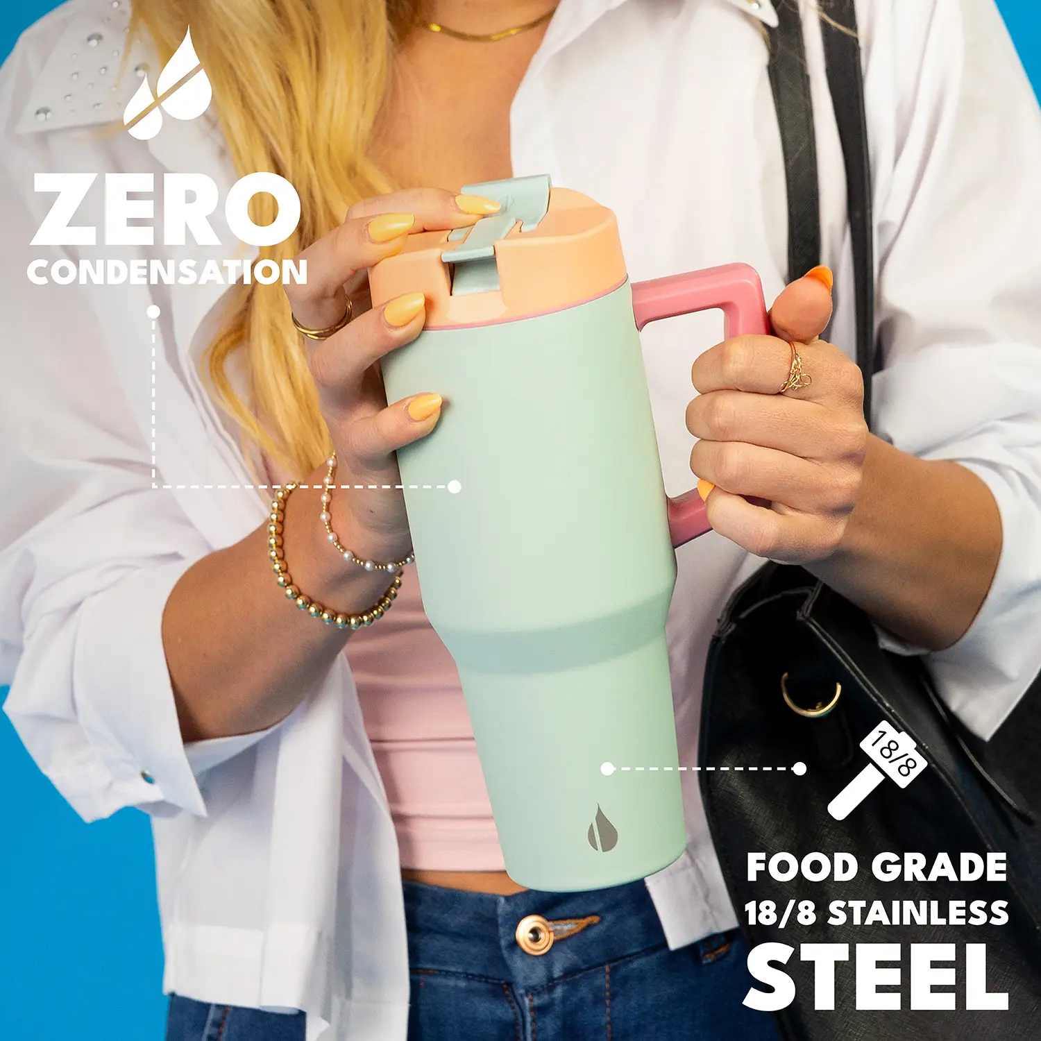Elemental Commuter 32 oz Tumbler with Handle and Straw - Double Wall Stainless  Steel Insulated Tumbler for Hot and Cold Beverages - Travel Coffee Mug with  Spill Proof Sip Lid & Straw - TikTok Shop