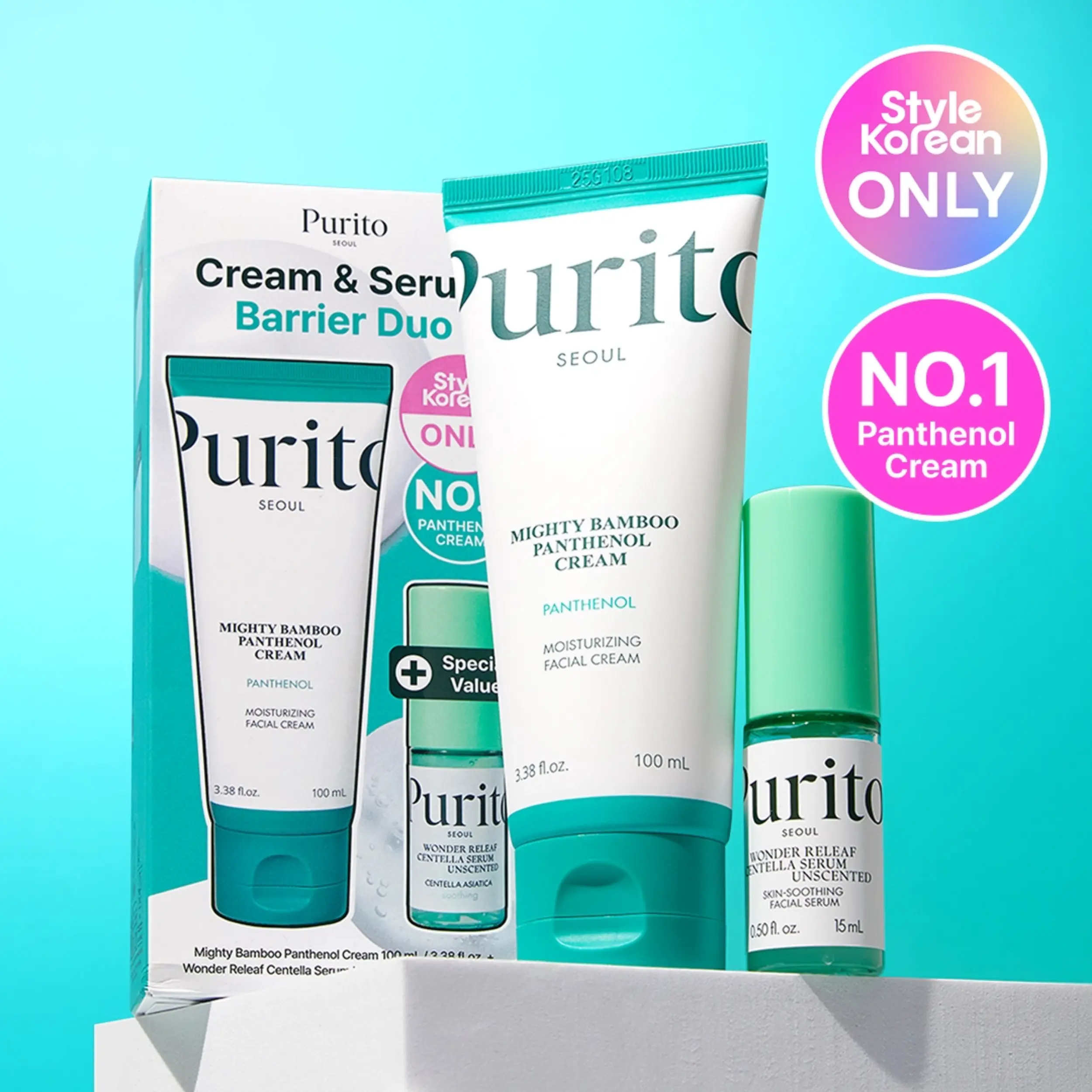 [Purito Seoul] Bamboo Panthenol Cream Set - Perfect for Soothing & Redness, Strengthen the Barrier