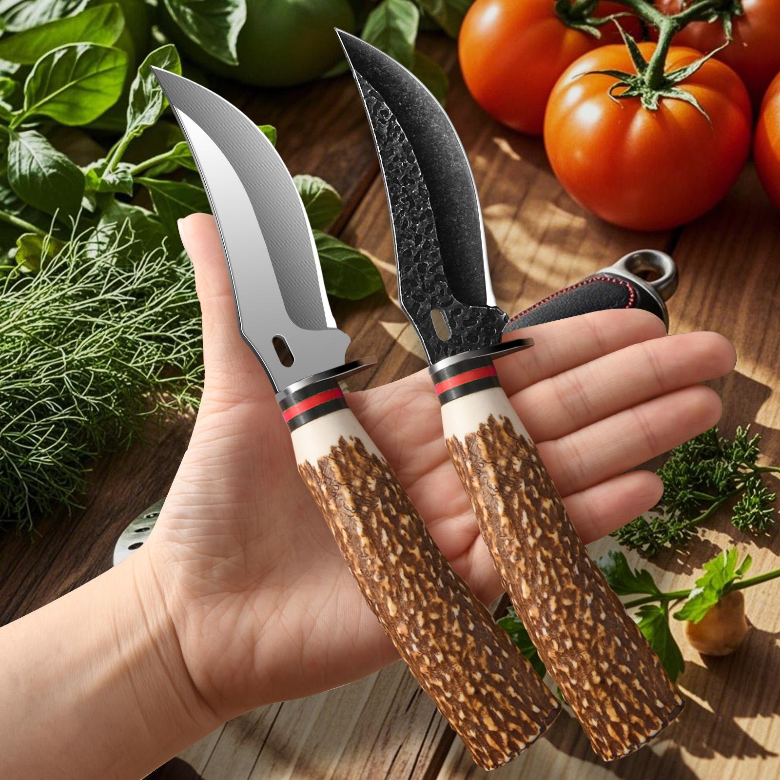 Fixed Blade Multi-functional Knives Set with Durable Nylon Sheath Cover, Selected Stainless Steel Outdoor BBQ Knife with Cool Comfortable Grip. Amazing Knife Gift for Chef & Collectors Father‘s Day Gift