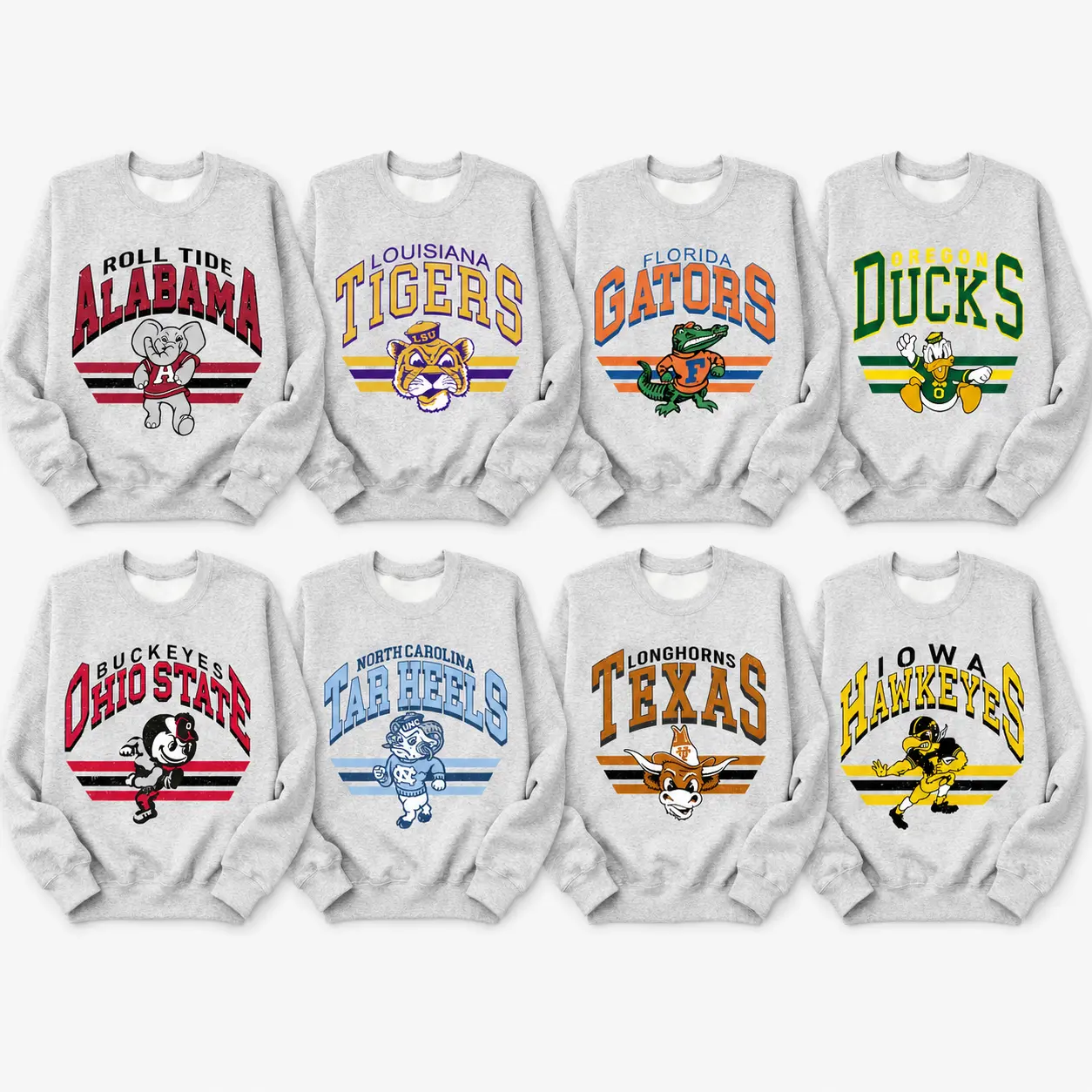 Retro College Football Sweatshirt – Ash Grey Unisex Crewneck for Game Day Fans, Classic sweatshirt