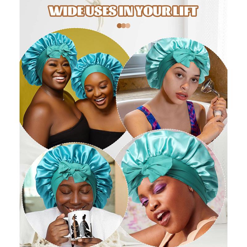 AWAYTR Double Layer Satin Bonnet Silk Feeling Bonnets Stars and Moon Printing Night Cap for Sleeping with Elastic Tie Band Versatile for All Hairstyles TikTokShopBlackFriday