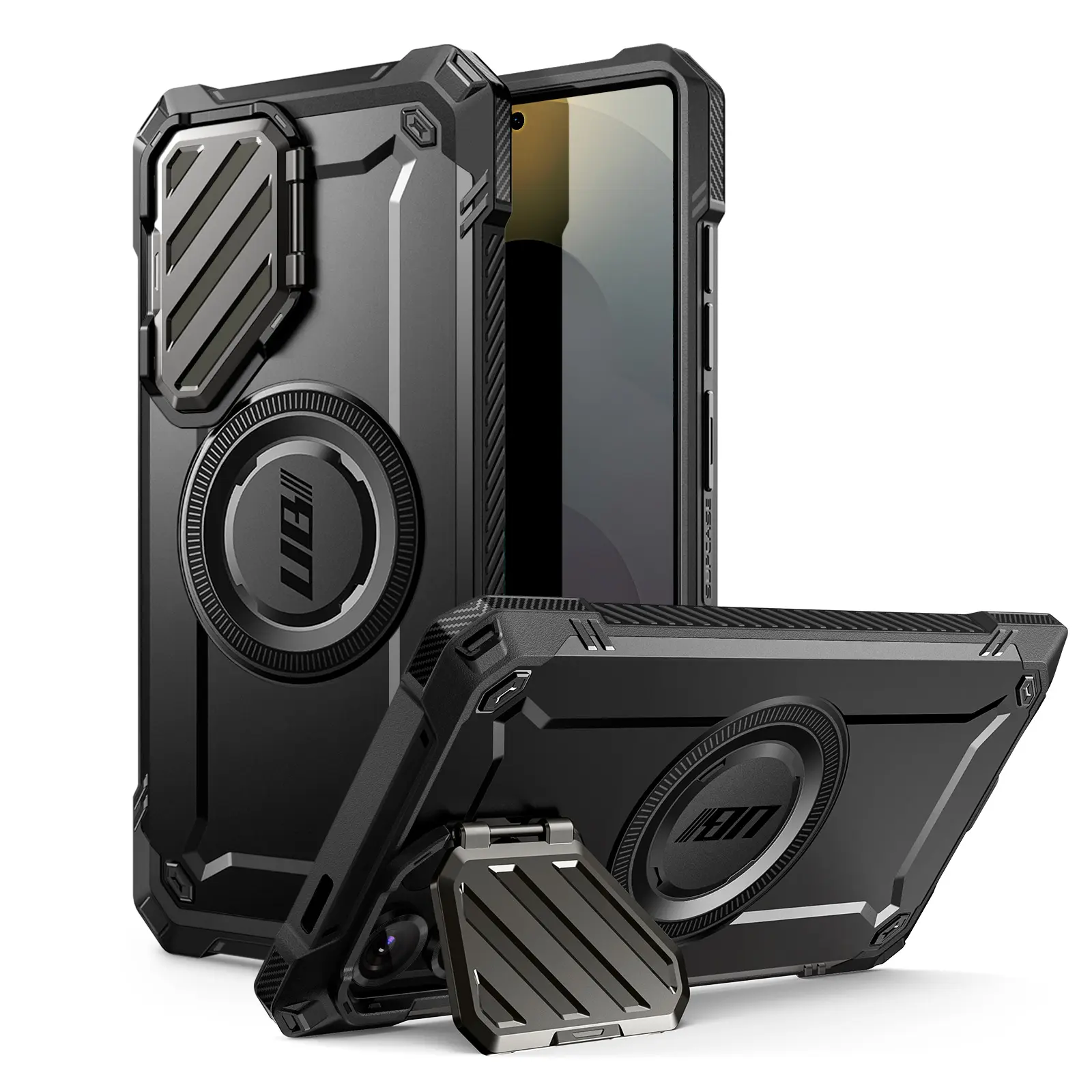 SUPCASE Iron Metal Phone Case - Heavy-Duty Protection Casing for Galaxy S25 Ultra/S24 Ultra, Magnetic Customized Accessories with Built-in Camera Cover, Kickstand, S Pen Compatibility, Wireless Charging Support, Card Slot,back to school