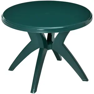 Outsunny 36.25" Dia Round Plastic Patio Table with Umbrella Hole, Outdoor Bistro Dining Table, for Bar, Garden, Backyard, Poolside, Yard