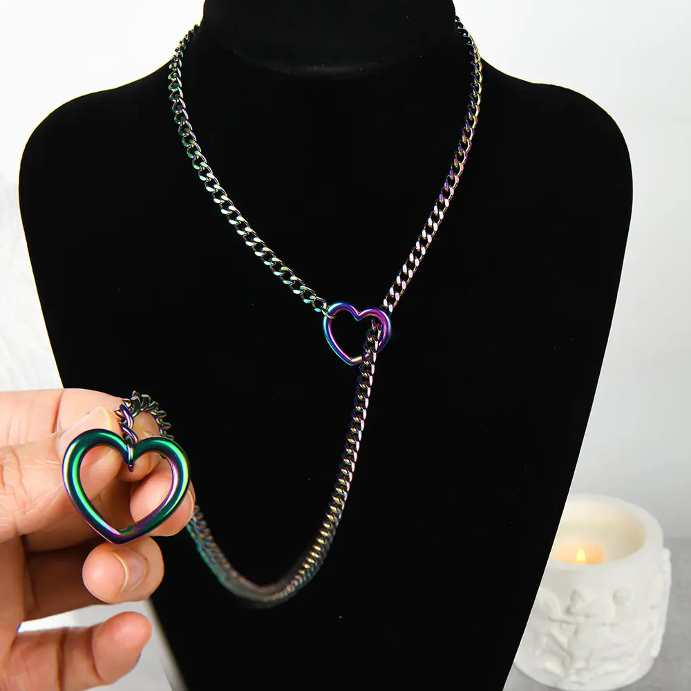 ARPURRAINA Women's Jewelry Heart-Shaped O-Shaped Sliding Chain Necklace, Adjustable Y-Shaped Y-Shaped Necklace for Everyday Wear or Gifts heart  chain  device Pendants Jewellery Beaded summerwins