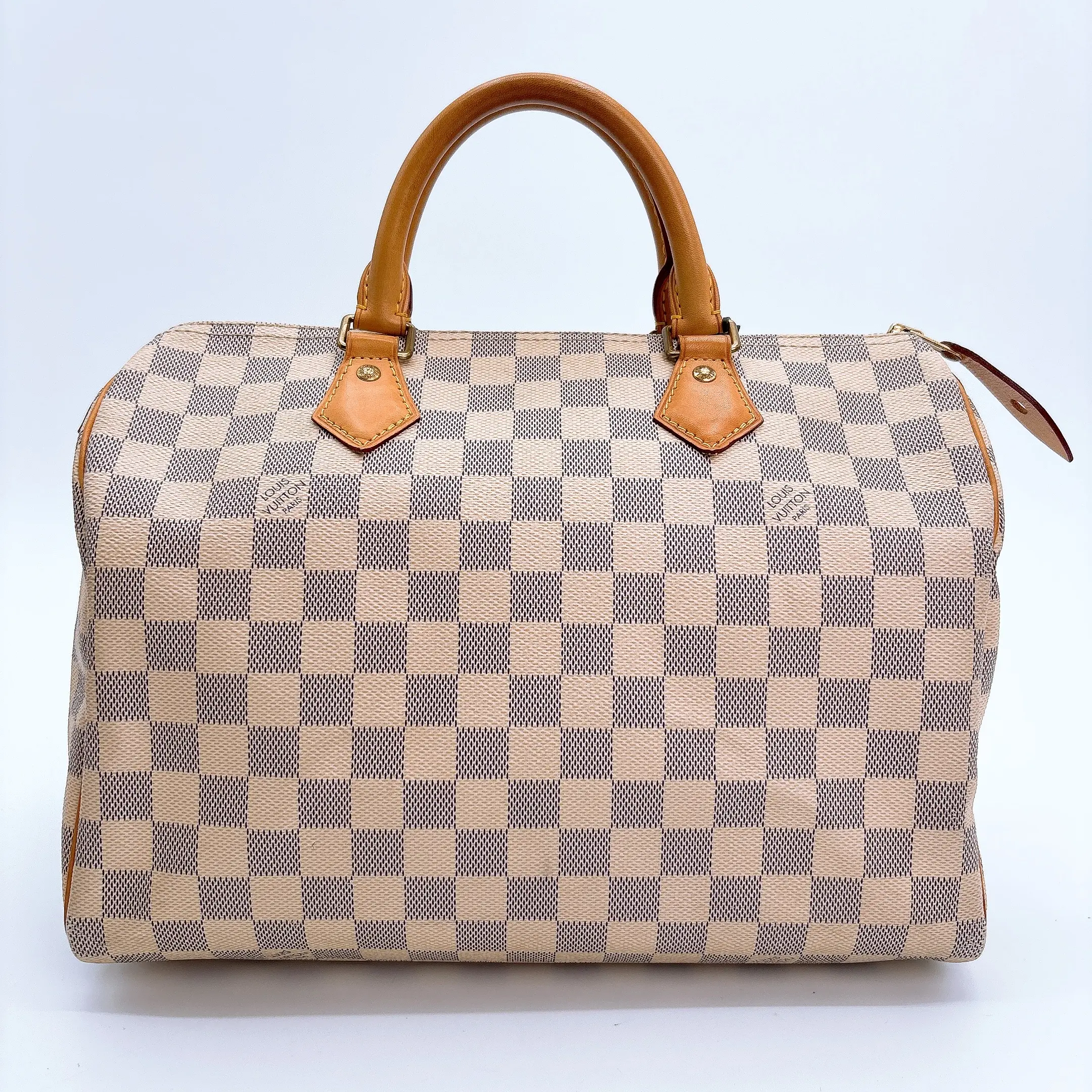 Pre-owned Louis Vuitton canvas Shoulder Bags Speedy 30 Damier Azur Satchel Bag