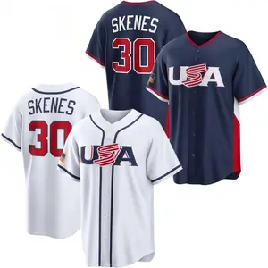 Paul Skenes Jersey USA 2026 World Baseball Classic Navy/White STITCHED Shirt Men/Youth Size