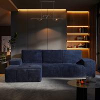 114" Galaxy Blue Shimmer Plush Left Chaise