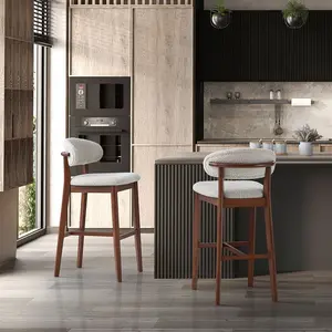 ACTU 30 " Bar Stools Set of 2, Upholstered Bar Height Stool, Cherry Finish