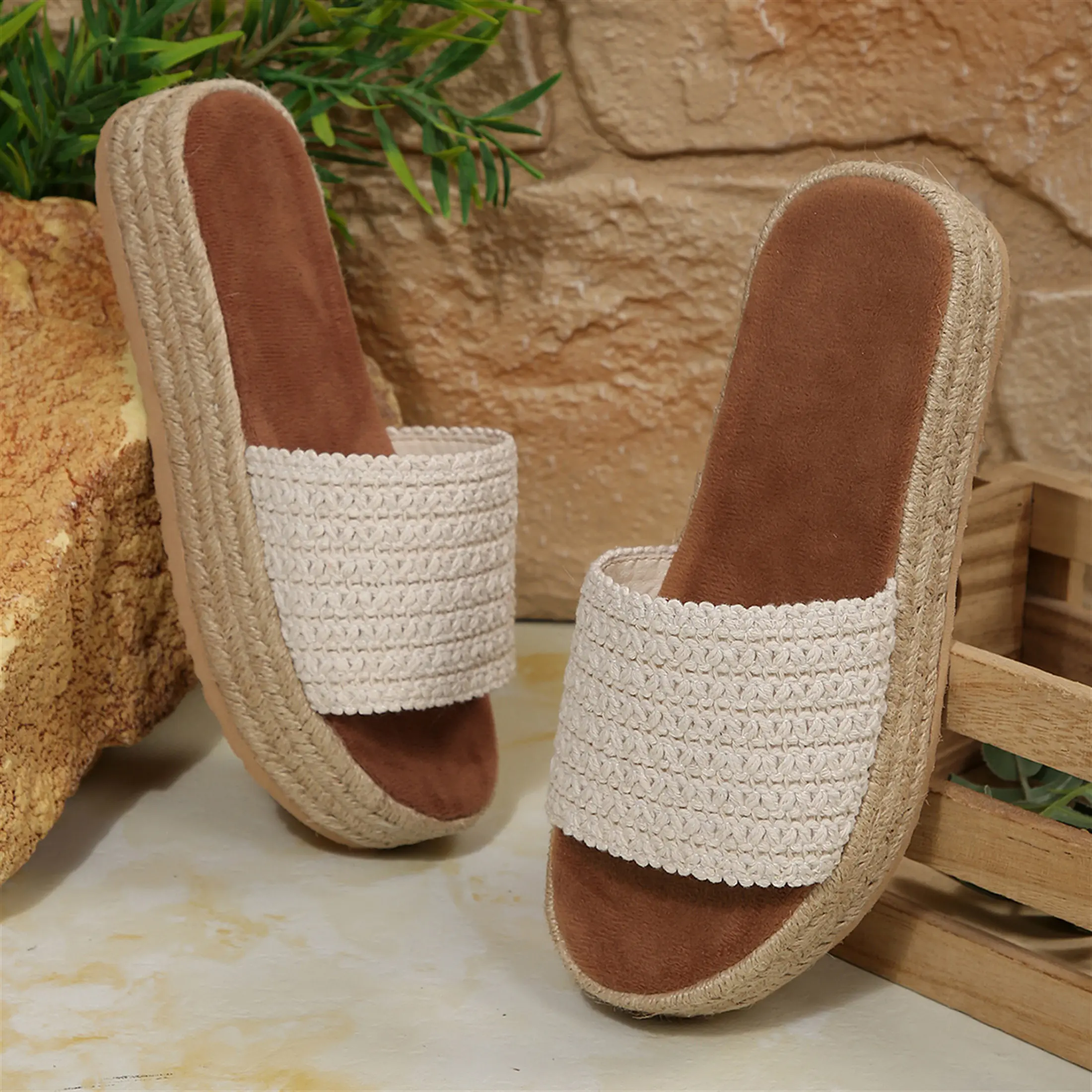 Women's Platform Slip on Sandals Wedges Slides Bohemia Sandals Flatform Open Toe Beach Sandals Summer Vibes