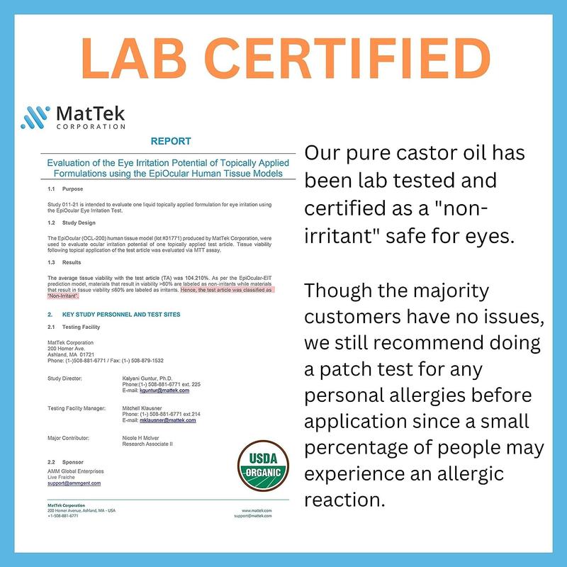 Organic Castor Oil - All Natural Cold Pressed Castor Oil Eyelash Growth Serum with Mascara Tube - Eyelash Conditioner Lash Boost Serum