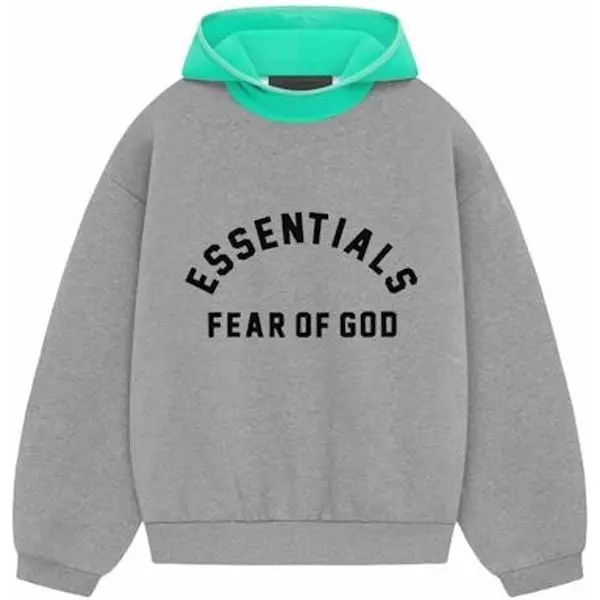 Fear of God Essentials Nylon Fleece Hoodie Dark Heather Oatmeal/Mint Leaf