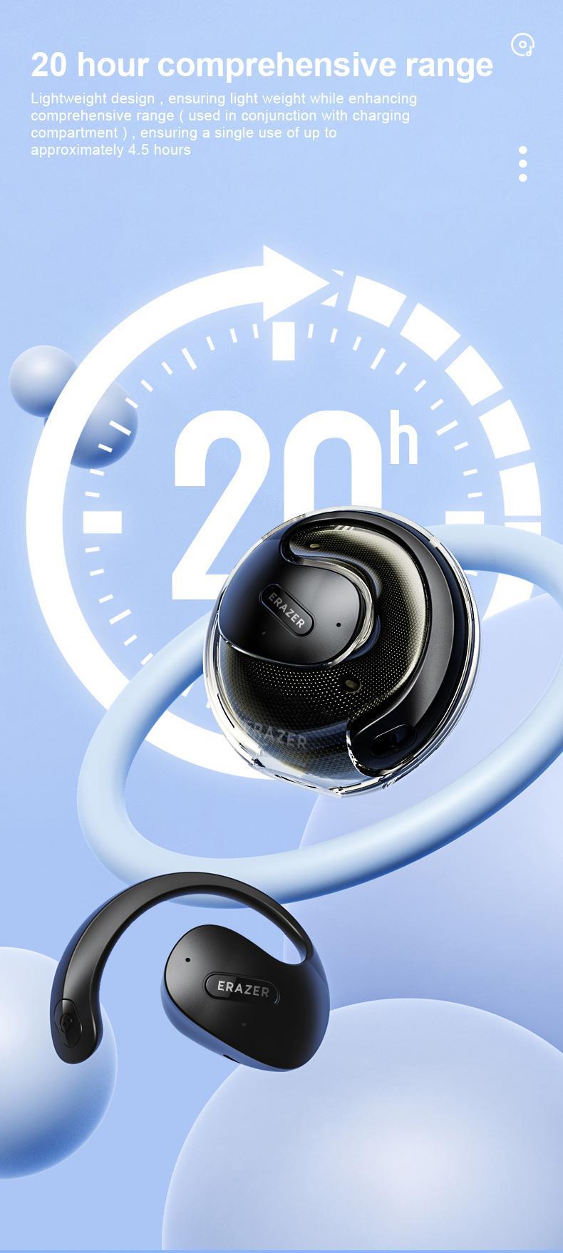 Erazer X15 Pro Open Ear Ergonomic Ear-Hook Earbuds, Immersive True Wireless Bluetooth Stereo Headphones with Mic, Rechargeable Touch Control Waterproof Earphones for Sport, Gym, Music, Gaming Erazer X15 Pro Open Ear Ergonomic Ear-Hook Earbuds, Immersive True Wireless Bluetooth Stereo Headphones with Mic, Rechargeable Touch Control Waterproof Earphones for Sport, Gym, Music, Gaming