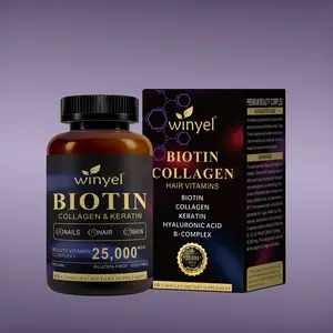 WINYEL Biotin | Collagen | Hyaluronic Acid | Keratin - Support Normal Hair Growth Cycle - Skin & Nails - 25000mcg Vitamins B1, B2, B3, B6 & B7 - for Women & Men| 60 Capsules Healthcare Fitness Supplement