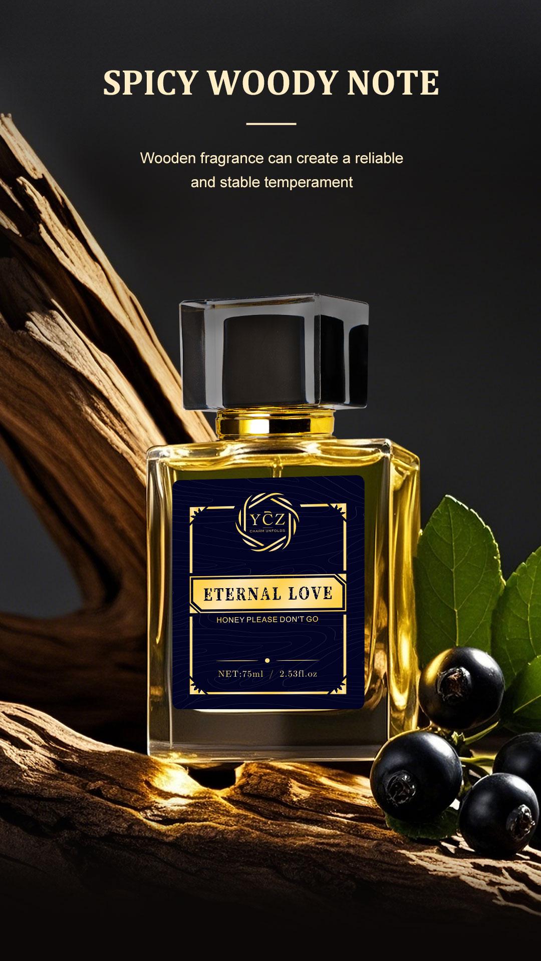 YCZ Eternal Love Eau De Parfum for Men 2.6oz 75ml Long Lasting Musk Ambergris Jasmine Rose Exotic Arabic Perfume Captivating Scent Exotic Arabic Perfume Captivating Scent Bold Arabian Perfume Aromatic Fragrance