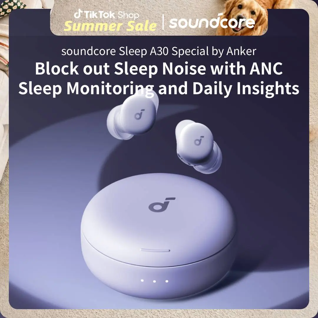 soundcore Sleep A30 Special by Anker, Sleep Earbuds, ANC, Passive Isolation, Snore Masking, Extensive Sleep Audio, Ultra Comfort for Side Sleepers, 8-10H Playtime  #tiktokshopsummersale