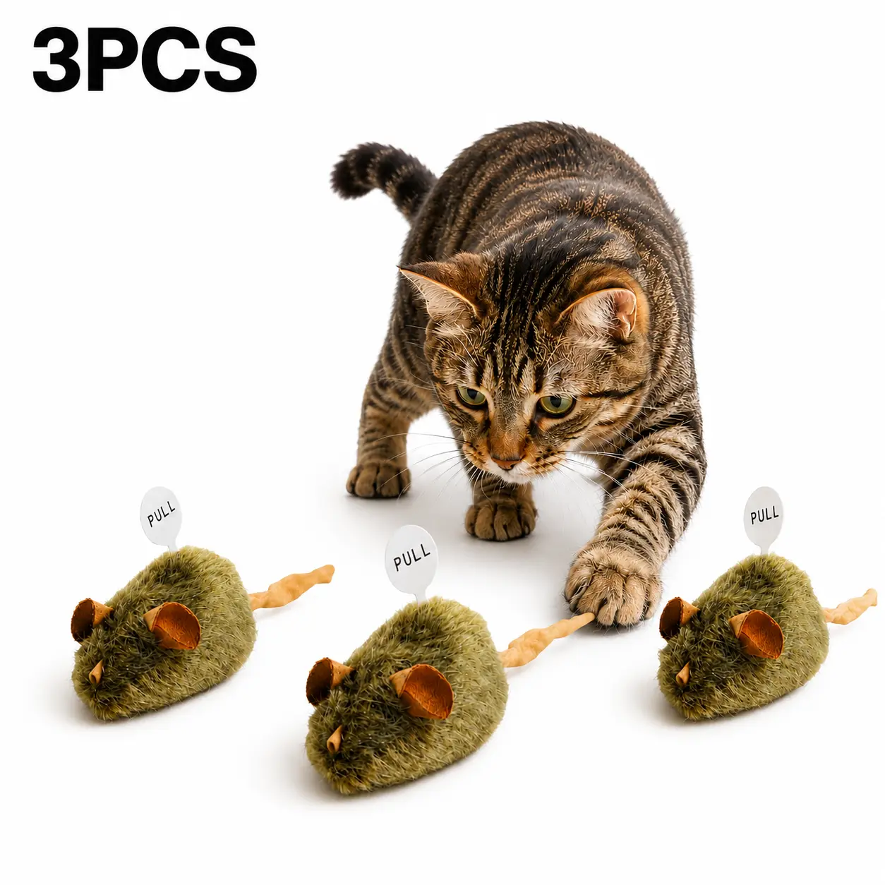 3-Pack/1PC Indoor Cat Toy Mice, Interactive Plush Mouse Toys, Realistic Furry Cat Toys for Exercise, Hunting Instinct, Biting, Chasing, Playtime, Gifts for Cats & Cat Lovers