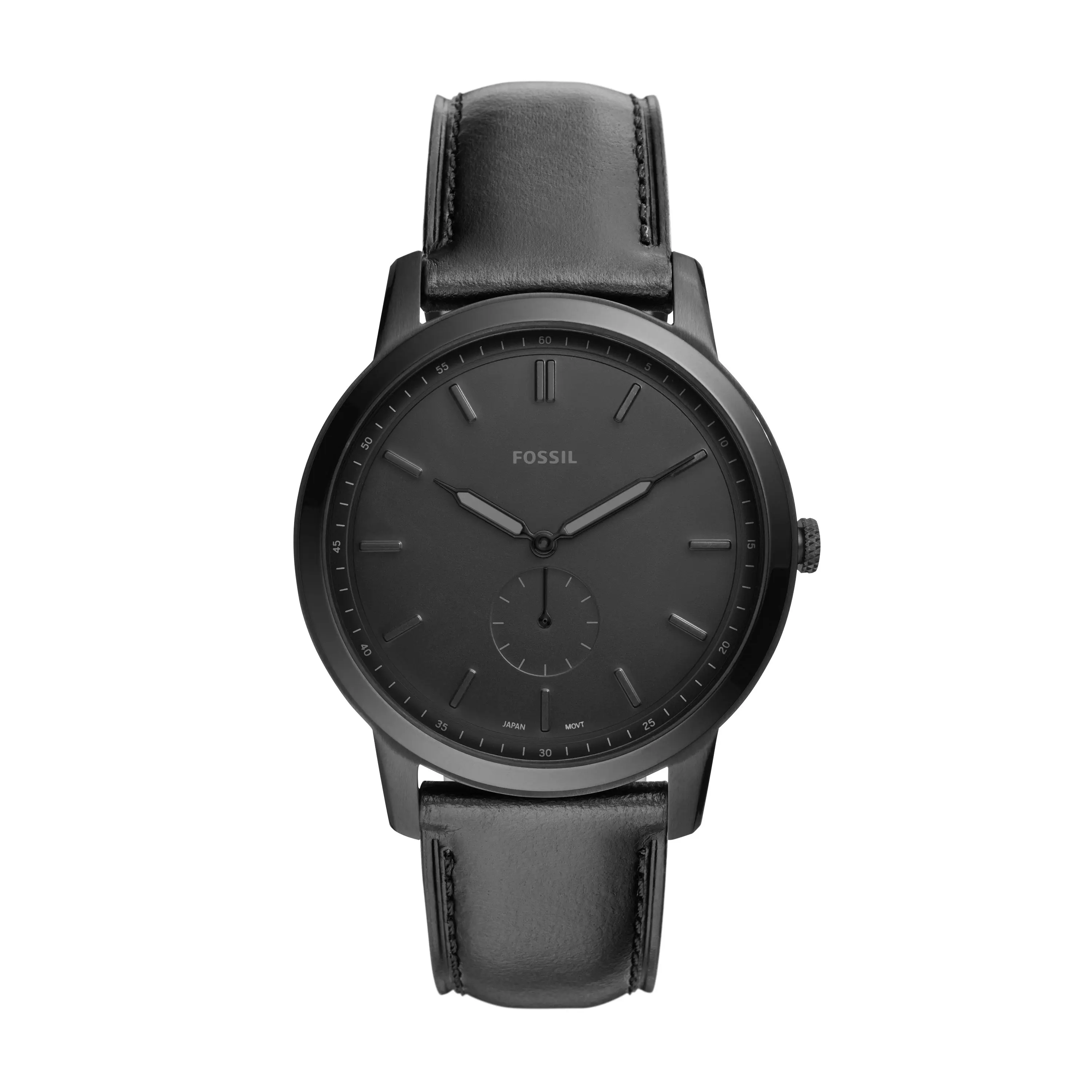 Fossil Men's Minimalist 44mm Three-Hand, Black Stainless Steel Watch