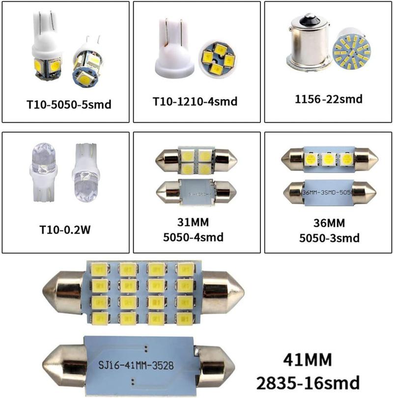 42 Pcs Interior Car Lights, Super Bright White Dome Map Tail Cab Lights Bulb Kit Set , DE3175 T10 31mm 41mm 194 LED Bulb for Your Trucks Width Lamp